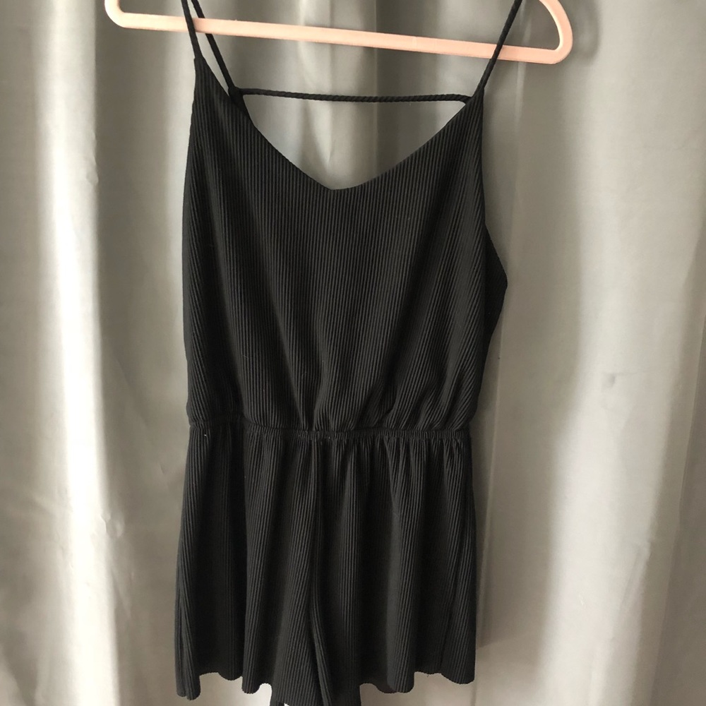 Black Ribbed Romper